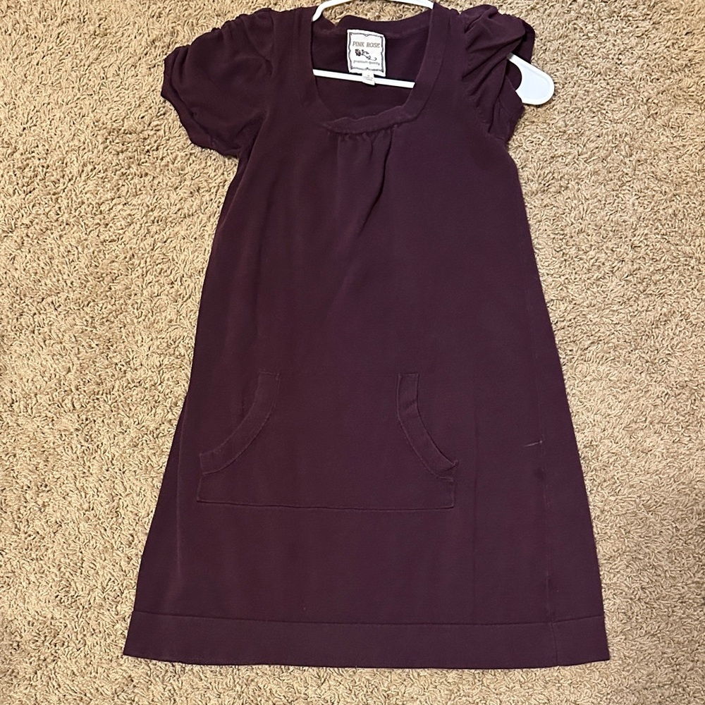 Pink Rose Casual Dress in Deep Purple